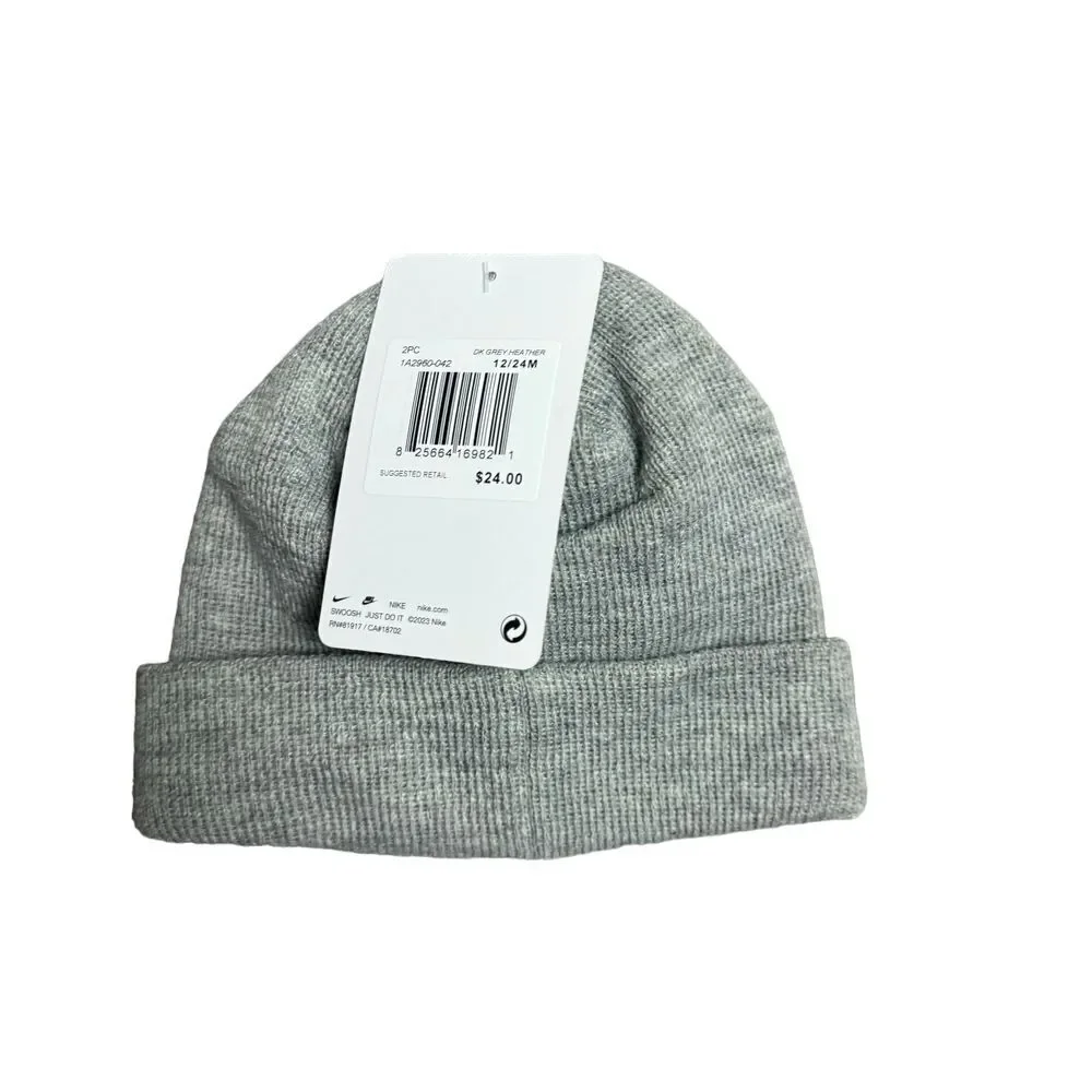 Nike Toddler Girls Size 12/24M Hat and Mittens 2‎ Piece Set - Grey Pink